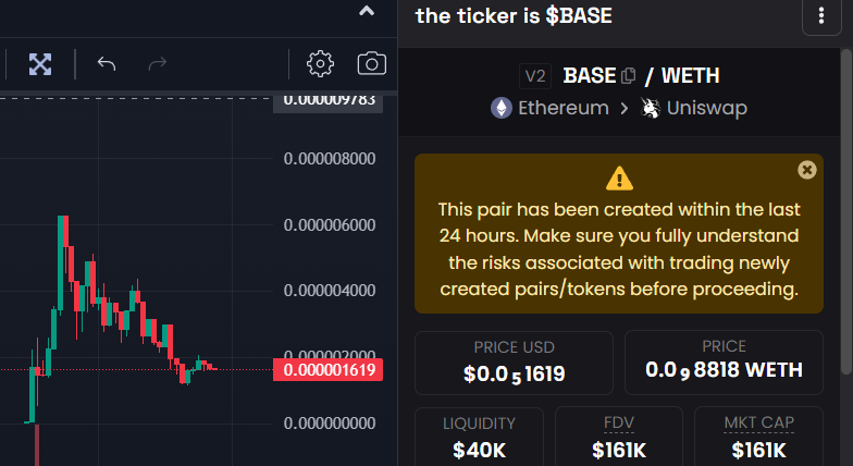leochain0's tweet photo. $BASE, as it says that the ticker is #BASE, if you hold $base, why bridge when you can $BASE? it seems a golden dip now, I aped and bullish on it 🚀
$BASE 这些天被经过大量的炒作，国外很多大V都喊单了这个BASE，而目前这个位置像是一个黄金底，我抄了一些底，希望能来点惊喜❤️ https://t.co/T8Ol5IlDu6