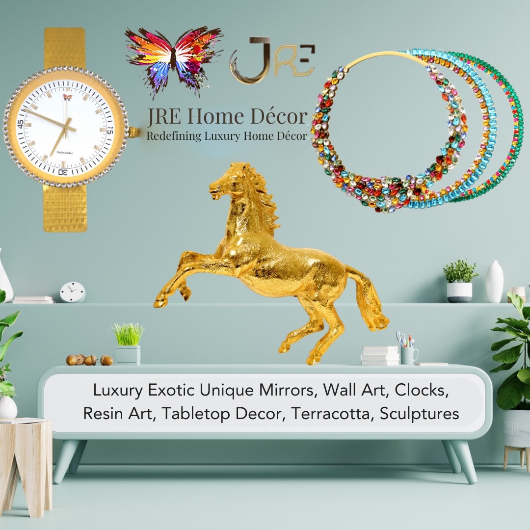 Give your home a #luxury makeover #uniquemirror #uniquewallclock #crystalmirror #necklace #jewelrydesigner #luxurydesigner #designerclock #goldwallclock #goldwatch #largewallclock #luxuryclock #goldhorsestatue #luxurytabletopdecor