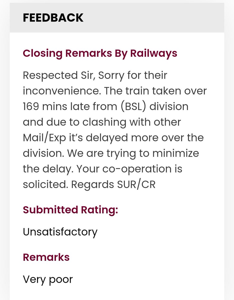 DriptorshiS's tweet photo. @RailwaySeva This is not a resolution. This is only a justification. Train still running late >3 hrs https://t.co/FWAySuW31E