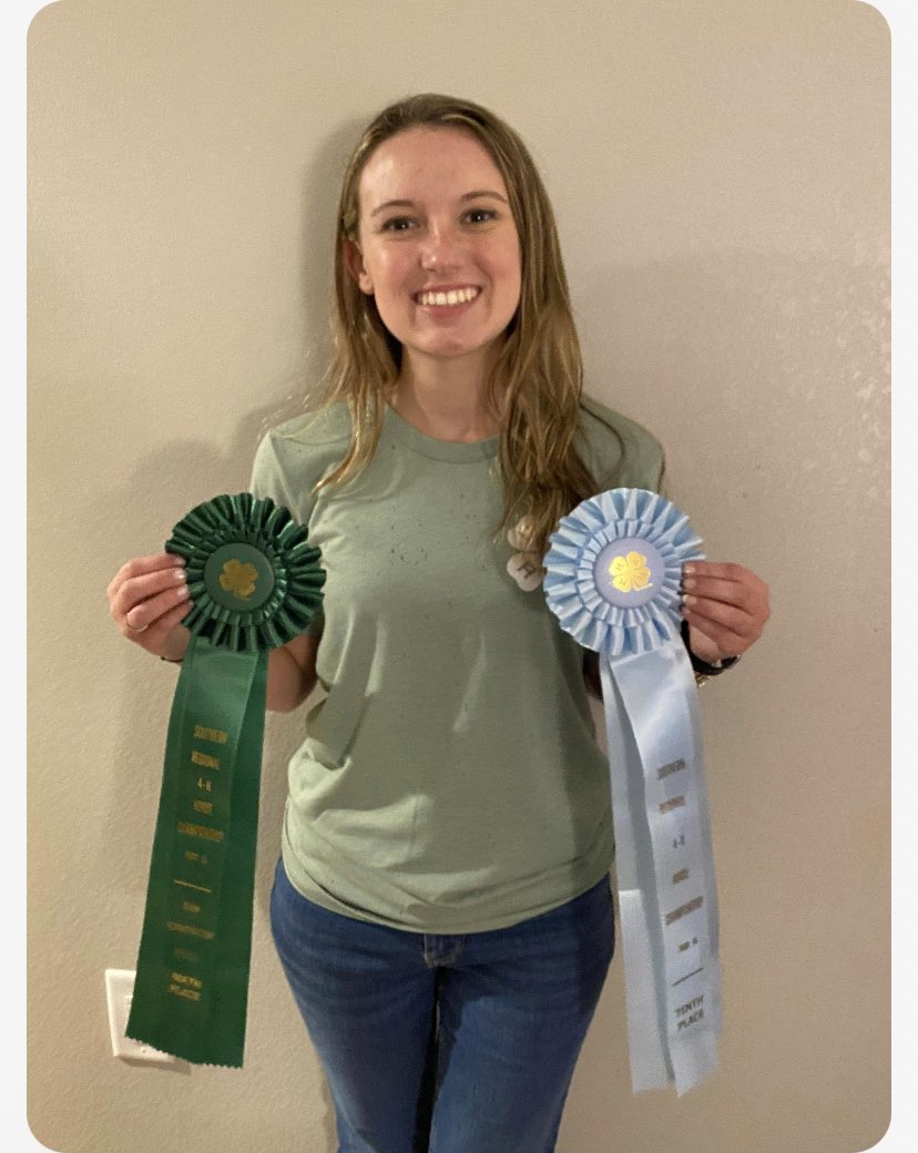 Julianna Easley placed 6th in the Individual Demonstration Contest and 10th in Overall Team Horse Judging Contest at the 4-H Southern Regional Horse Championship in Perry, GA.