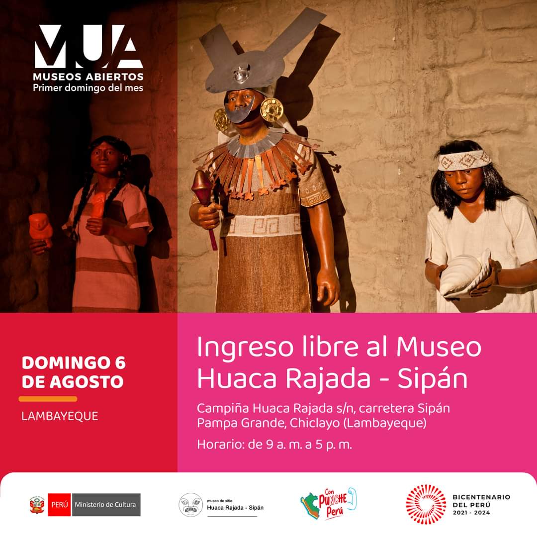 visitlambayeque's tweet photo. Mientras que Museo Tumbas Reales de Sipan, Museo Arqueológico Nacional Brüning, Museo de Sitio Huaca Rajada - Sipán, así como Huaca Ventarrón atenderán también de forma gratuita, de 9 a. m. a 5 p. m. https://t.co/nLAgxgwmBk