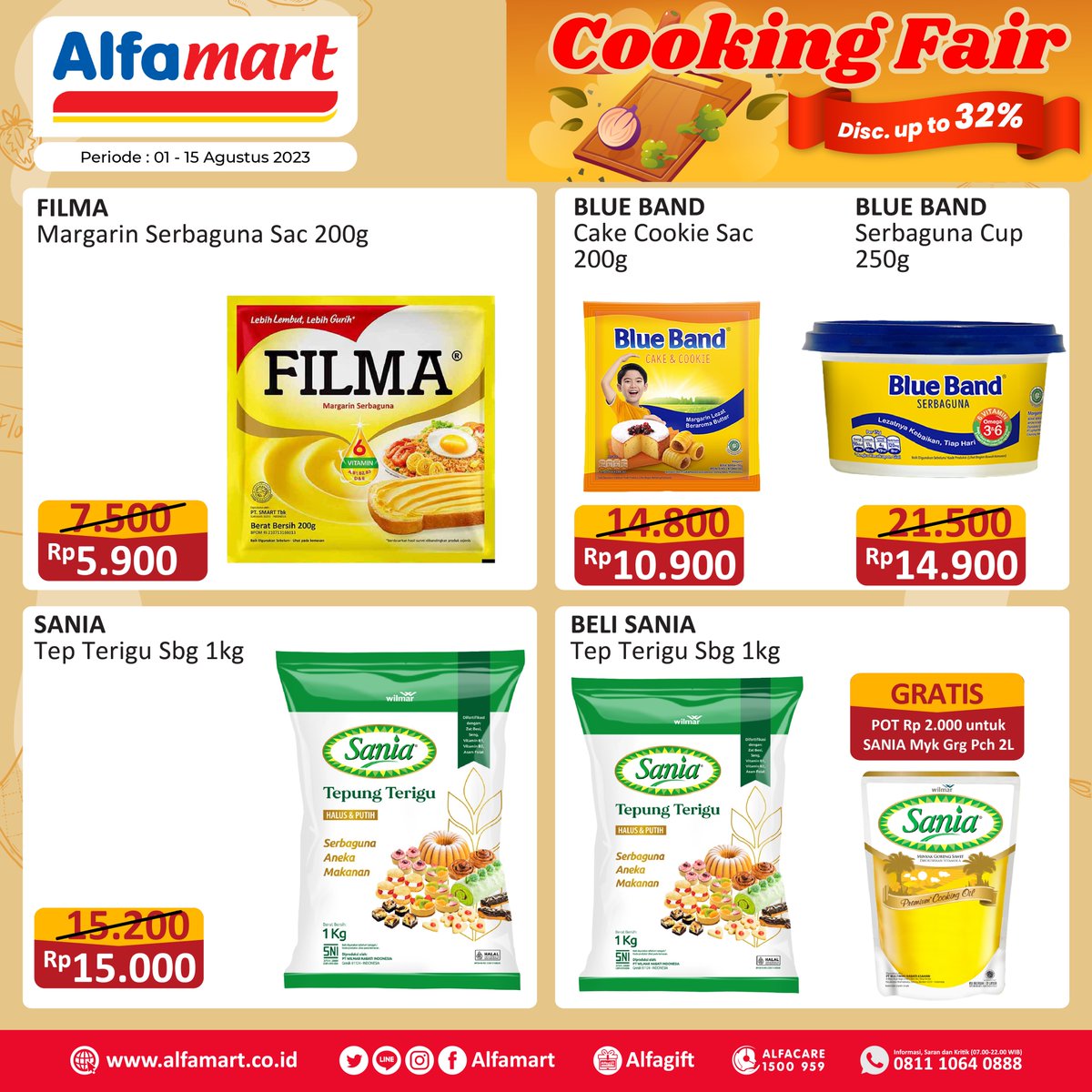 alfamart's tweet photo. Weekend gini enaknya Masak - memasak biar makin lezat dengan tambahkan pilihan produk  #CookingFair ini ya Bunda.⁣
⁣⁣
Jadi, pastikan belanja beragam produknya hari ini di #Alfamart terdekat atau bisa pesan langsung lewat #Alfagift ya!⁣
⁣⁣
Periode 1 - 15 Agustus 2023⁣ https://t.co/KJtdLd5Y0m