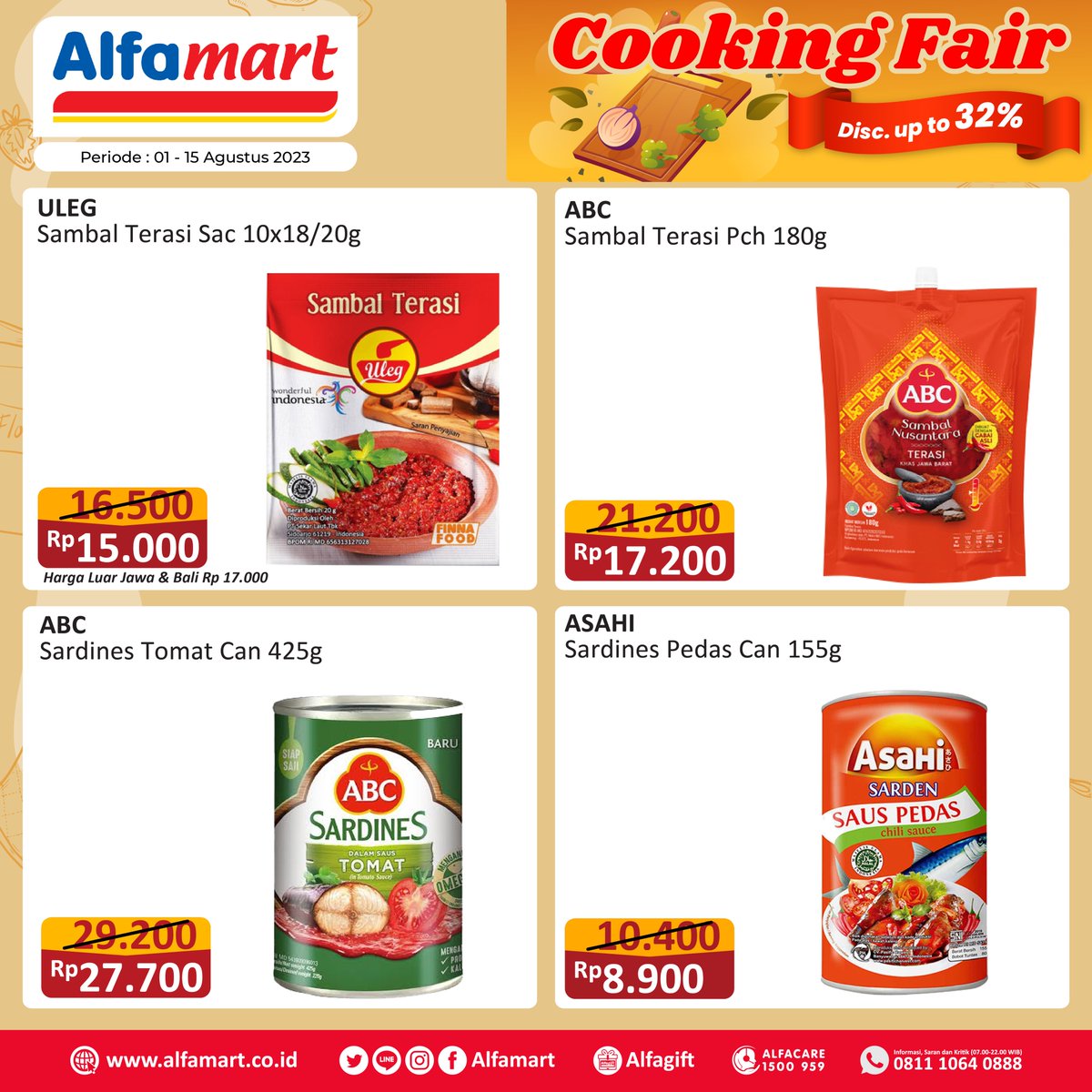 alfamart's tweet photo. Weekend gini enaknya Masak - memasak biar makin lezat dengan tambahkan pilihan produk  #CookingFair ini ya Bunda.⁣
⁣⁣
Jadi, pastikan belanja beragam produknya hari ini di #Alfamart terdekat atau bisa pesan langsung lewat #Alfagift ya!⁣
⁣⁣
Periode 1 - 15 Agustus 2023⁣ https://t.co/KJtdLd5Y0m