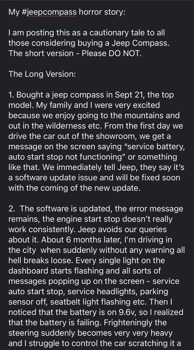 SuperSousie's tweet photo. My #jeepcompass Horror Story: @Jeep @jeepindia #rolandbouchara @adityajairaj @Stellantis https://t.co/LdqceyMjZD