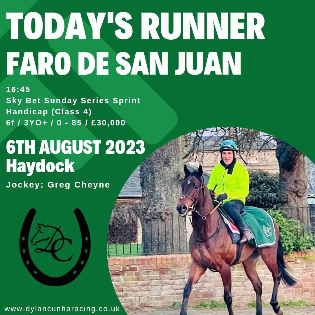 Faro De San Juan runs today @haydockraces with @GMCheyne riding on @itvracing @RacingTV in the #ITVRacing #Sundayseries