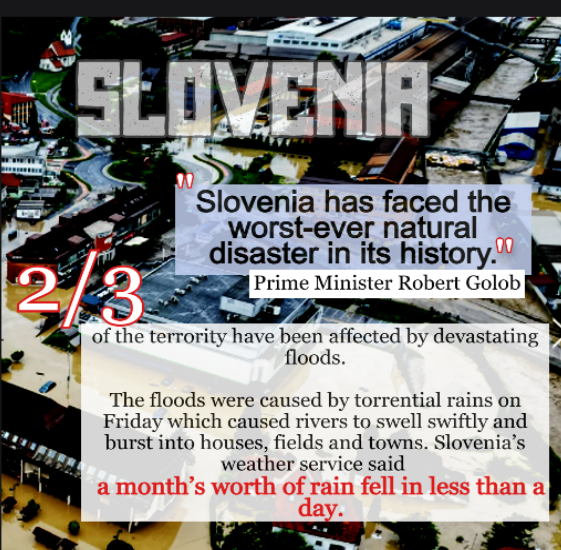 CodeRedEarth's tweet photo. #SloveniaFloods 
Prime Minister Robert Golob 
"Slovenia has faced the worst-ever natural disaster in its history" 
2/3 of terroritory have been affected 
One month's worth of rain in one day.
https://t.co/DKthB6qQxs
#ClimateEmergency https://t.co/jFfLCyZnF9