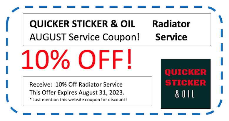 TXinspections's tweet photo. Quicker Sticker &amp; Oil 516 N Main St., Weatherford, TX 76086  Check out our August Coupons!   https://t.co/ucWa3NJUH8 https://t.co/VwUlCiAJSC