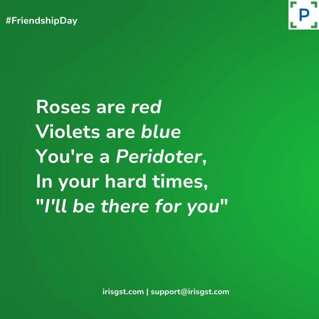 iris_peridot's tweet photo. 🎉💼💕 On this Friendship Day, celebrate the bond with IRIS Peridot - your trustworthy companion for all things GST! 🤝🌟
Happy Friendship day!
#HappyFriendshipDay #IRISPeridot #BusinessBFF #gst #gstindia #GSTINSearchApp #gstinsearch #gstapp https://t.co/EIOpwpfQ8F