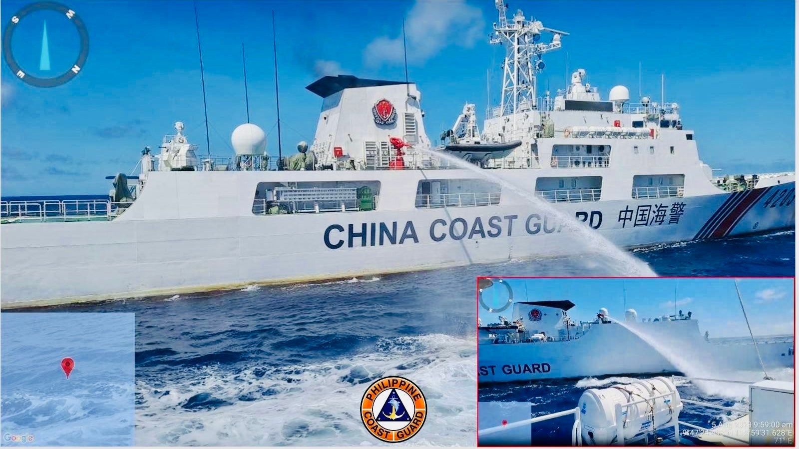 Chinese coast guard bombed Philippine Coast Guard with water canon 