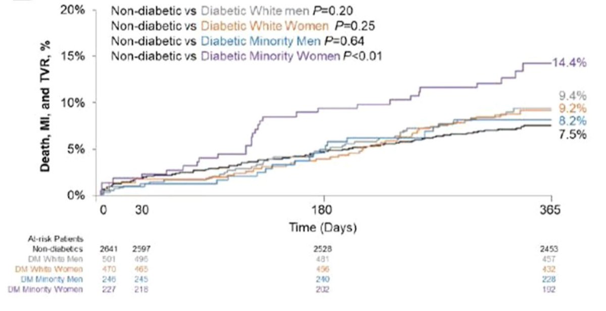 Our study in JSCAI examined the influence of sex, race/ethnicity and diabetes mellitus on outcomes following coronary artery stenting. Diabetic minority women found to be at highest risk of 1-year major adverse events. Findings speak to the importance of creating diverse research…