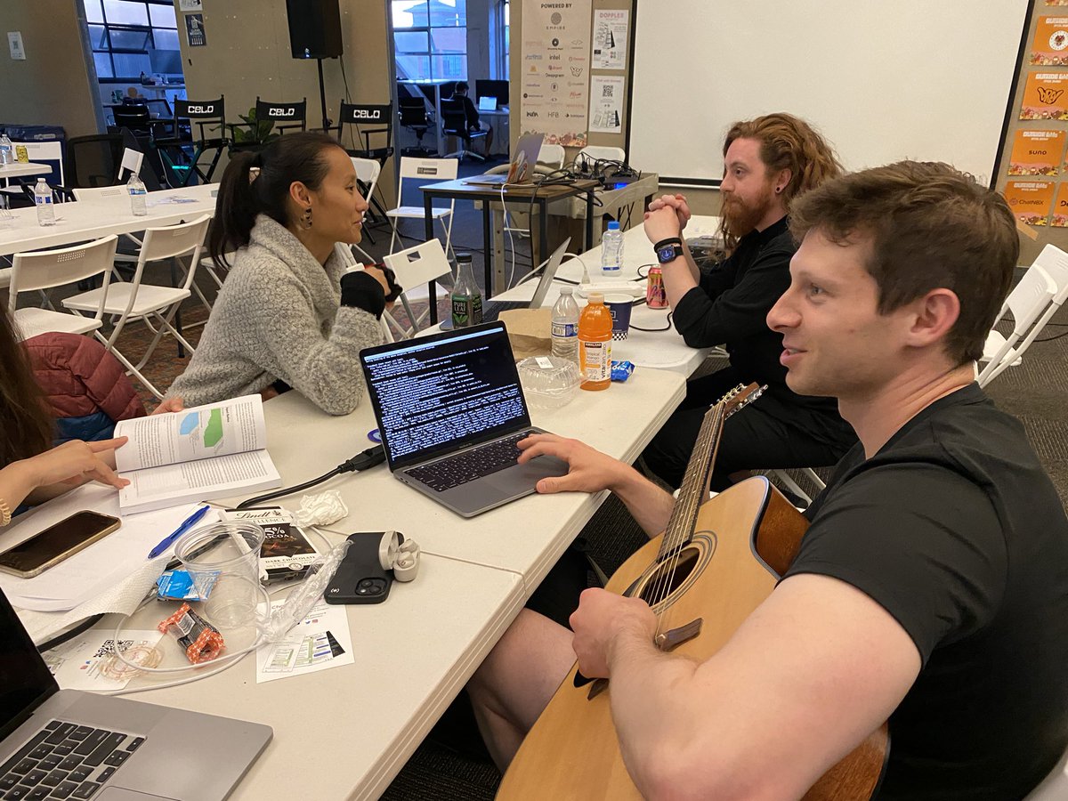 OutsideLLMs's tweet photo. From frets to functions, 
from chords to code 🎸
💻#OutsideLLMs hackathon where music’s past &amp; future collide. https://t.co/ZNmZFLY4Xl