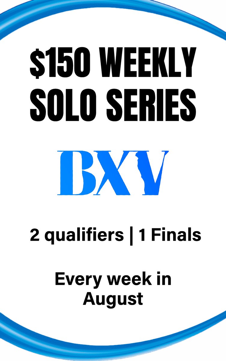 unamusedbryson's tweet image. ANNOUNCING MY AUGUST $150 SOLO SERIES🏆

2 Qualifiers | 1 Finals (EVERY WEEK!)

First tournament is this Tuesday 👀

(Like and Retweet please)