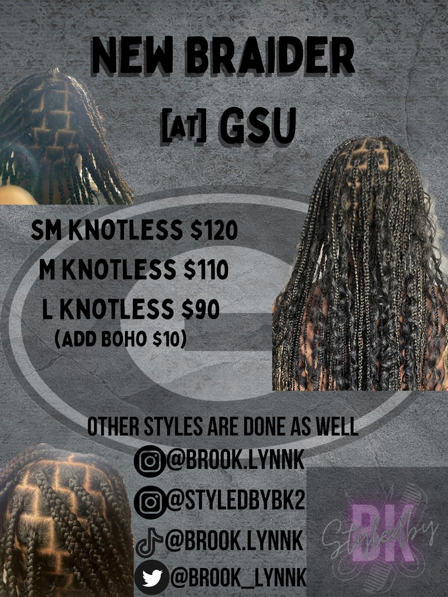 brook_lynnk's tweet photo. Come get right!! NEW Braider at the G!🖤💛
#gram #gramfam #Gramfam27 #Grambling #Braider https://t.co/OQdJXvMaY3