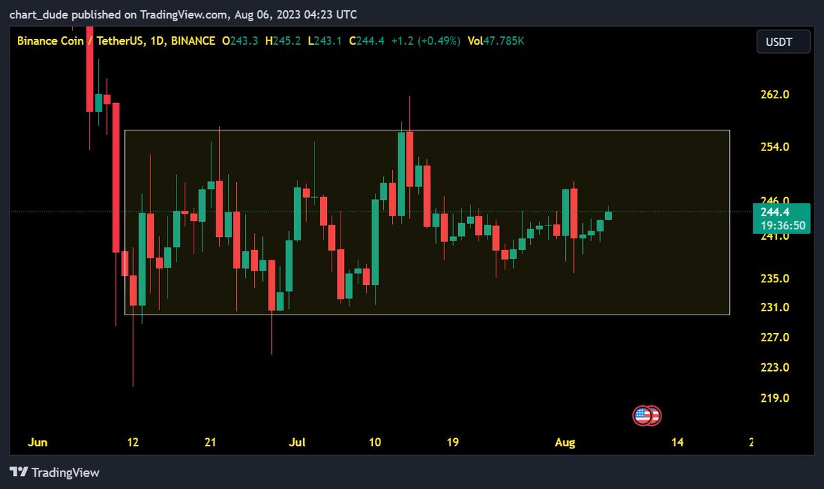 chart_dude's tweet photo. Clear support and resistance on #BNB #cryptocurrencies https://t.co/S59bNIvXVB