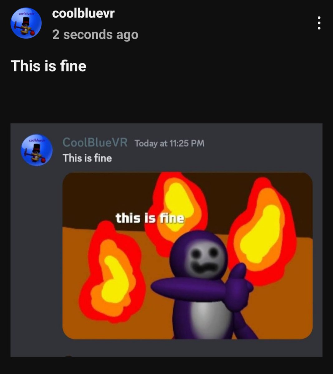 CoolBlueVR's tweet image. This is fine