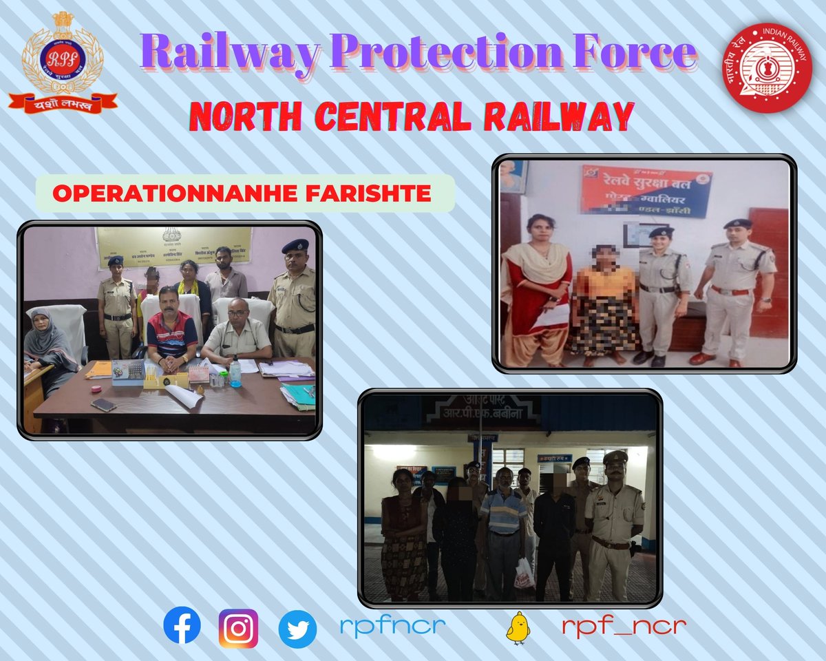 rpfncr's tweet photo. #OperationNanheFarishte के तहत रेलवे सुरक्षा बल, उत्तर मध्य रेलवे, प्रयागराज द्वारा घर से भागकर आए नाबालिग 01 लडका एवं 03 लडकियों को अग्रिम कार्यवाही हेतु चाइल्ड लाइन/सिविल पुलिस को सुपुर्द किया गया। https://t.co/6x7Bxfwhtx