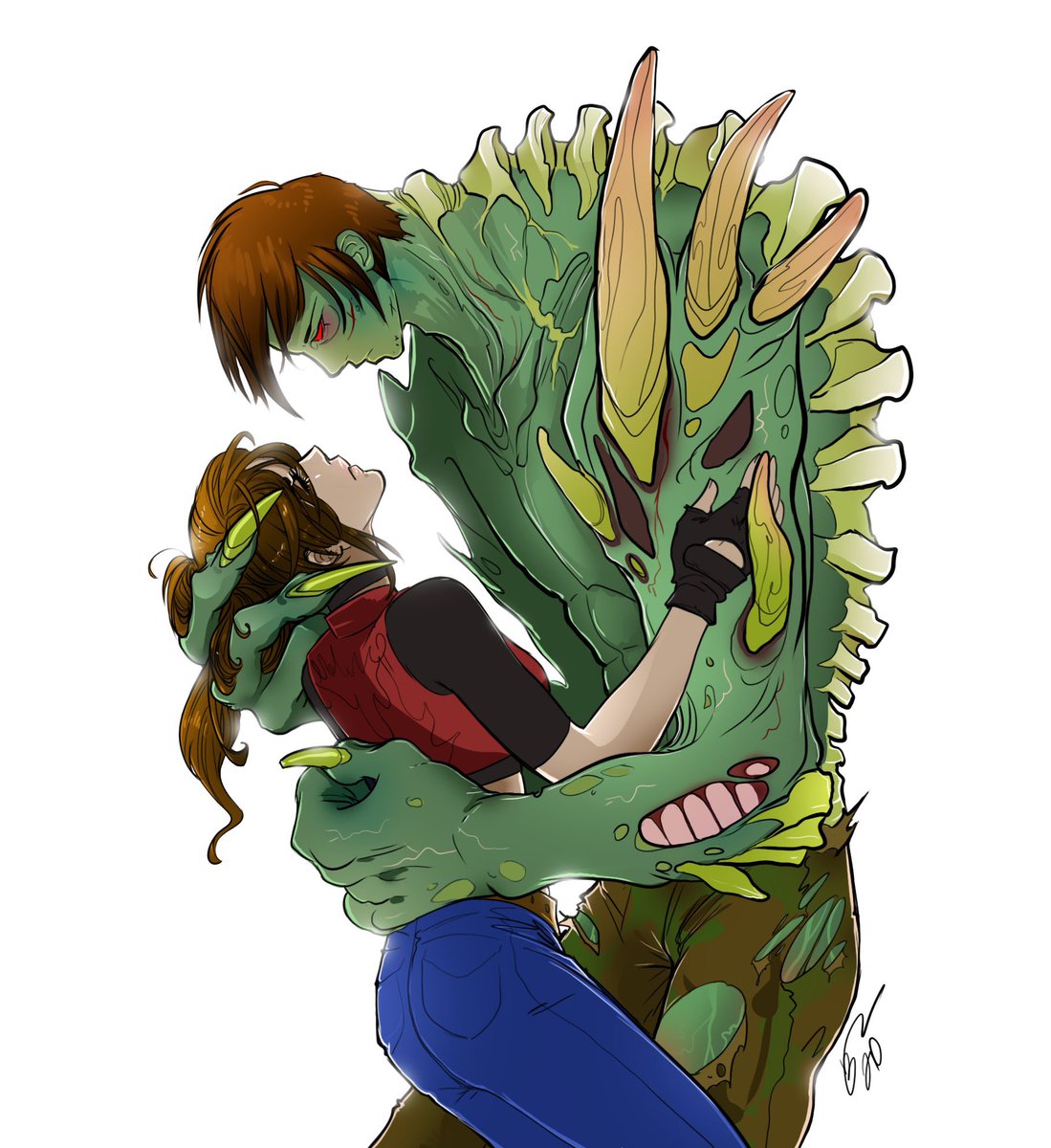 opalAcorn's tweet photo. #ClaireRedfeild and #SteveBurnside Monster from #ResidentEvil #CodeVeronica
This is a repainting of an original I put together in 2009 - I hope you all like it! @RE_Games https://t.co/4xBFhdTSgf
