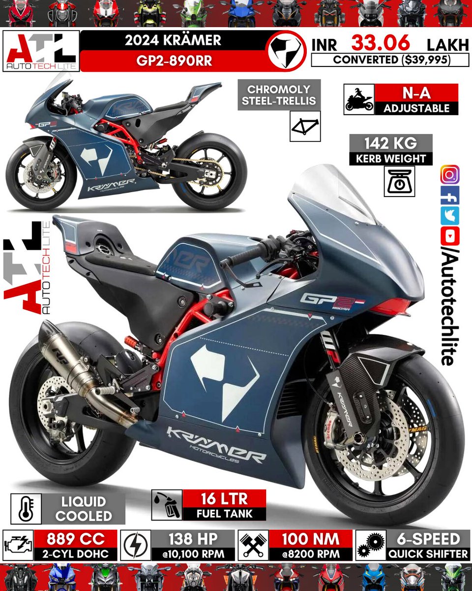 autotechlite's tweet photo. #2024 #kramer GP2-890RR🔥..the new new track machine launched🔥..do you think this bike is better then ktm RC 8C??
.
.
@autotechlite ⬅️⬅️🇮🇳🇮🇳 for more amazing daily posts follow our page
.
.
#krämer #kramergp2 #gp2 #gp2890rr #890rr #gp #gpedition #trackbikes #trackbike #trekbikes https://t.co/AvY19pX5Ez