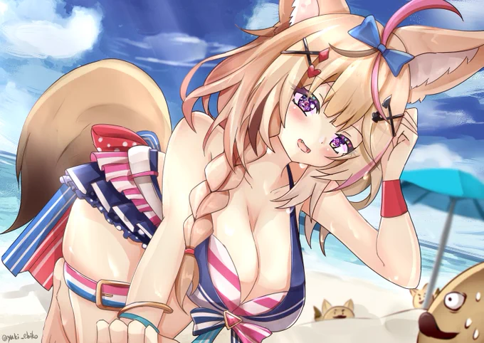 ね、きみ 新しいミズギ、どう思う?  #絵まる