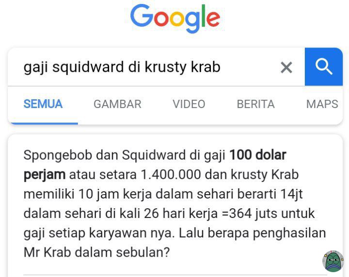 💚 besar juga ya gaji Squidward Ama Spongebob, kalian ada yg minat kerja disana?