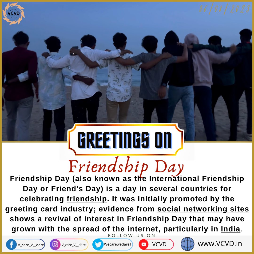 WeCareWeDare1's tweet photo. Happy friendship day
#friendship #friends #friendshipgoals #vcvd #vcvdians #vcvdology #vforthechange #vcvdbloodbank https://t.co/u26uDkw0x2