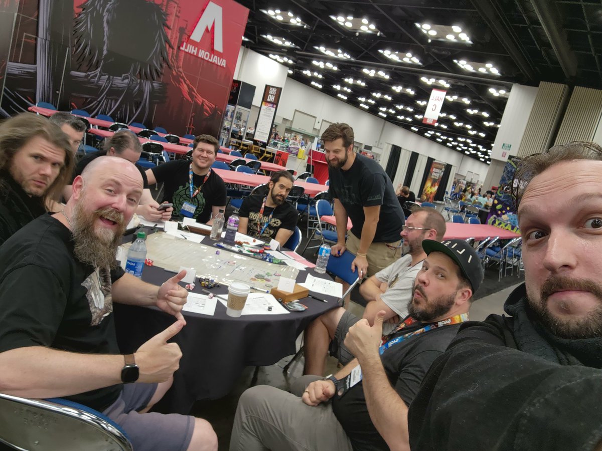 avalkauskas's tweet photo. Last night at #GenCon spent with our fine friends from #archongames! #backpackRIP https://t.co/pqzUEzev20