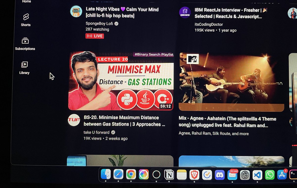 AuteOm's tweet photo. If you are getting LeetCode solution videos on youtube feed, it shows that your DSA preparation is going great. https://t.co/OkOCB3J0jD