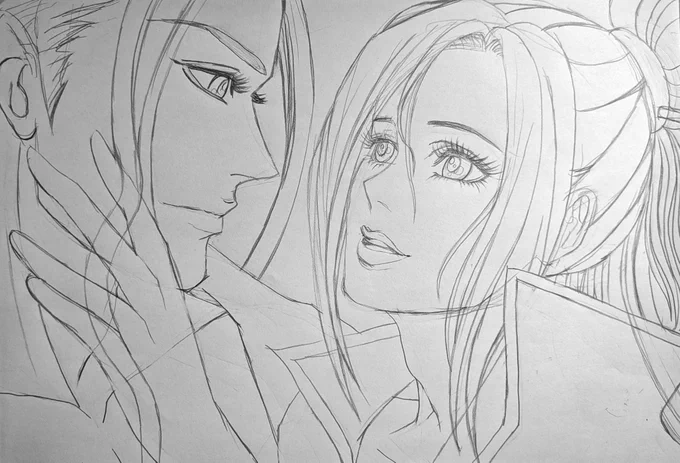 #陽炎の夏祭り
ペン入れが済んだので、彩色に
入ります✨💖

#鉛筆画 