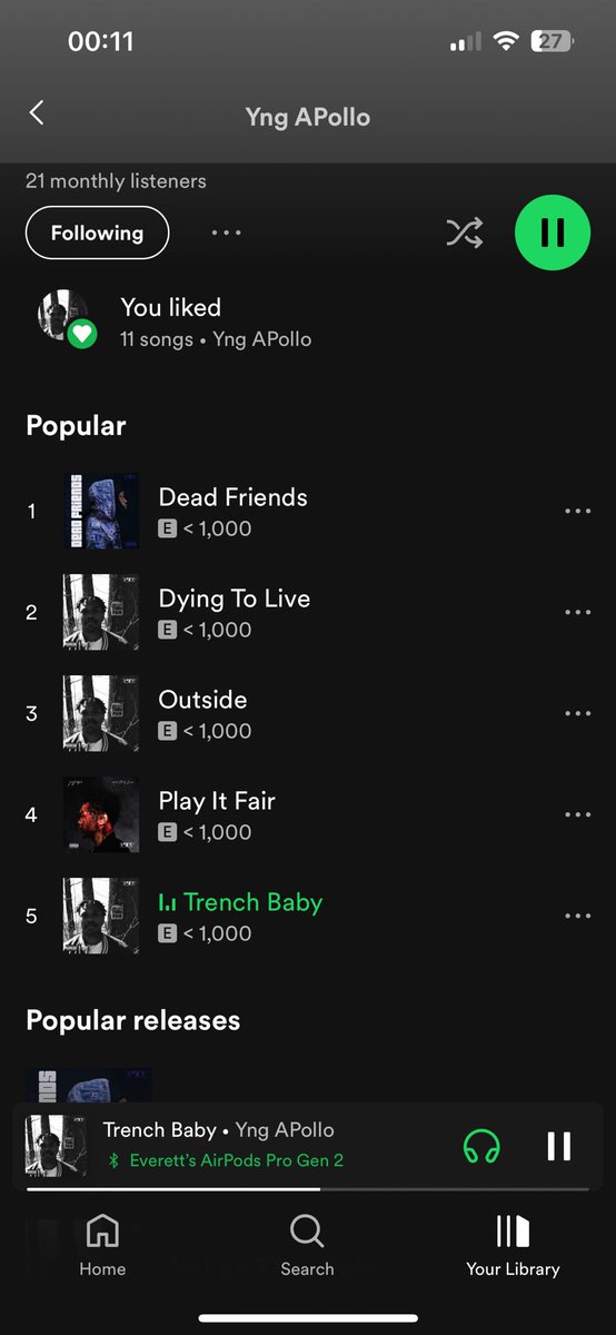 Tronwxstthedon's tweet image. I love it when one of my favorite artists is so small that my listening directly affects what their most popular songs are @YngApollo