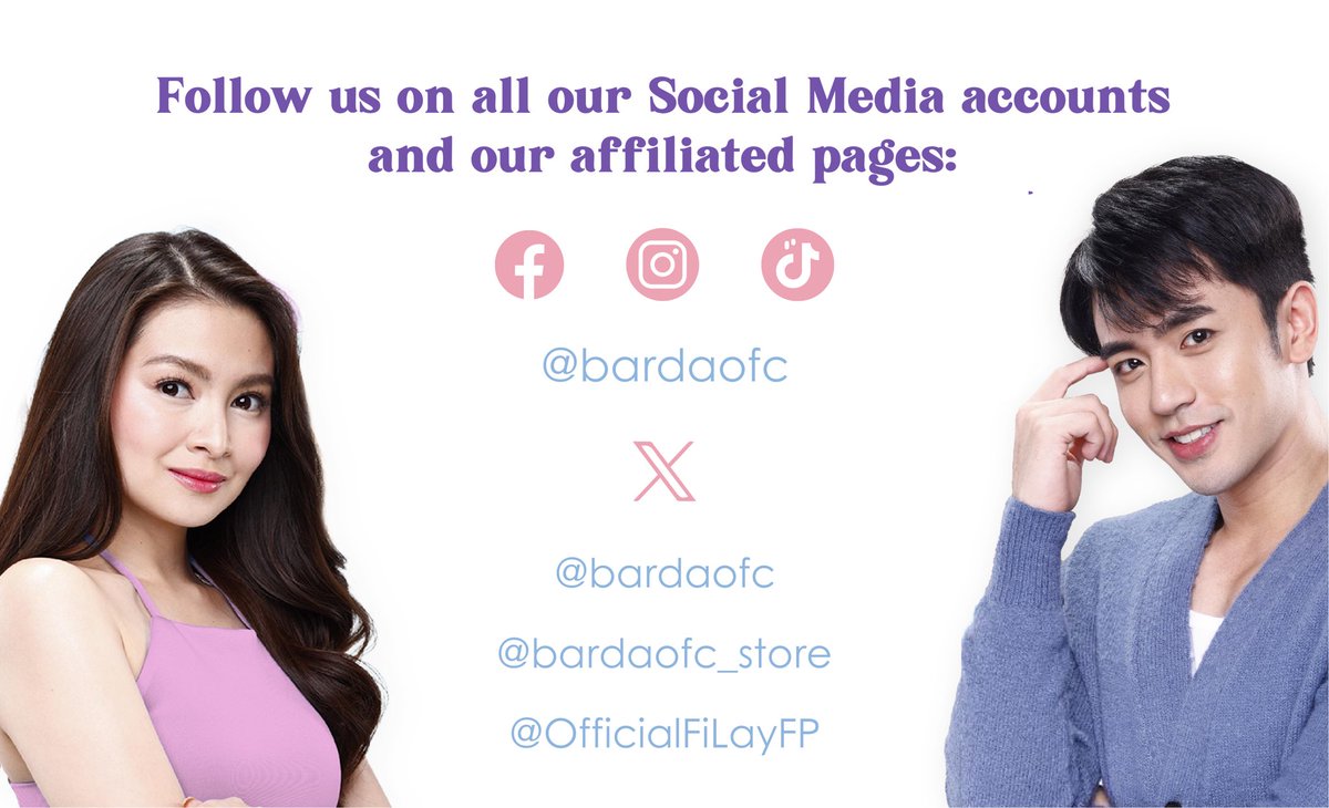 BarDaOFC's tweet photo. Investors, here are our only official social media accounts ✨ 

Our handle is @bardaofc across all social media platforms. 

Also, our affiliated pages are only @OfficialFiLayFP and @BarDaOFC_store on Twitter (X) 🩷

Thank you! 

#BarDa
#BarbieForteza #DavidLicauco https://t.co/31e7be4uK9