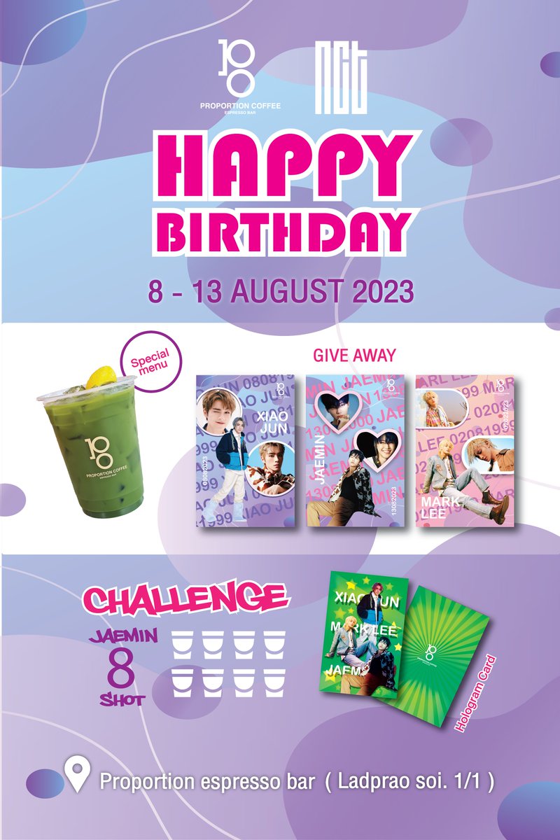 proportioncoff's tweet photo. Mark Lee💚Jaemin💚Xiaojun BD Project
💚8 - 13 AUG
💚Special Menu & Give away Photo card
💚Highlight : Jaemin 8 Shot challenge & Special gift
💚Proportion espresso bar ( ลาดพร้าว 1/1 )
#HAPPYMARKLEEDAY #HAPPYJAEMINDAY #HAPPYXIAOJUNDAY #NCT #BDProject #JAEMIN #MARKLEE #XIAOJUN https://t.co/rrU1tNuQ3R
