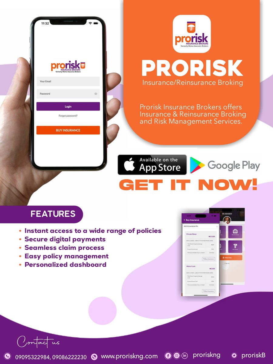 Make Sundays stress-free! Download our insurance app today for peace of mind and protection every day of the week.

#proriskng #insuranceapp #digitalinsurance #insurancenigeria