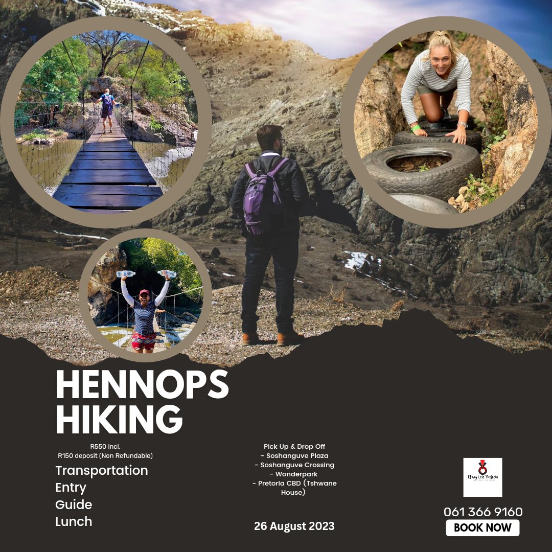 ELProjects_'s tweet image. Hennops Hiking Trail, this coming month end 26th of August😀
- Transportation
- Entry
- Guide
- Braai
.
[ #FIFAWomensWorldCup2023 #Banyana #TaxiStrike Mampimpi Alien Must Saleng O.R Tambo Trevor Noah]
