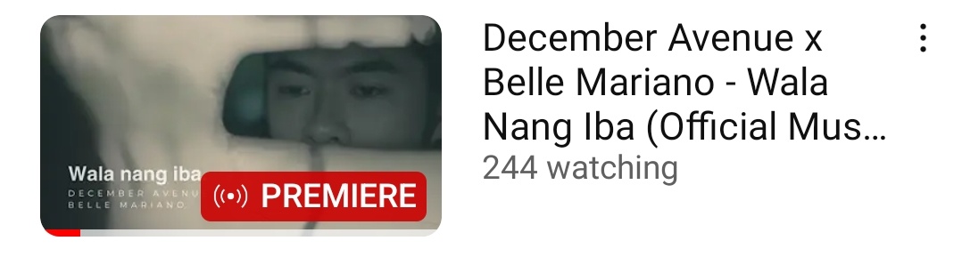 Guys sugod na sa Youtube Channel ng December Avenue!!! 

WALA NANG IBA by December Avenue x Belle Mariano MUSIC VIDEO is out now!! 

WATXH IT HERE: youtu.be/wnC6X6riTp8

#BelleMariano 
#decemBELLEavenue 
#WalaNangIbaMV