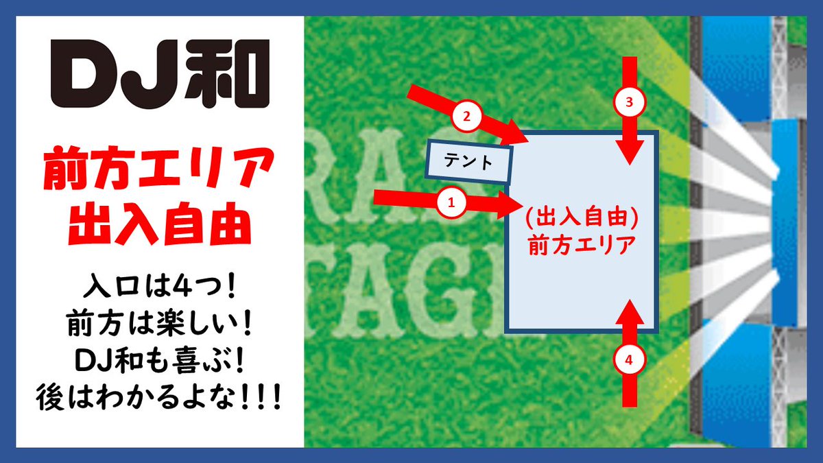 #RIJF2023 DJ和の時間はなんと前方エリアが誰でも入れます！！！入口は4ヶ所あるよー！！

時間に余裕ある方はぜひ最後に一緒に遊びましょう  #DJ和
