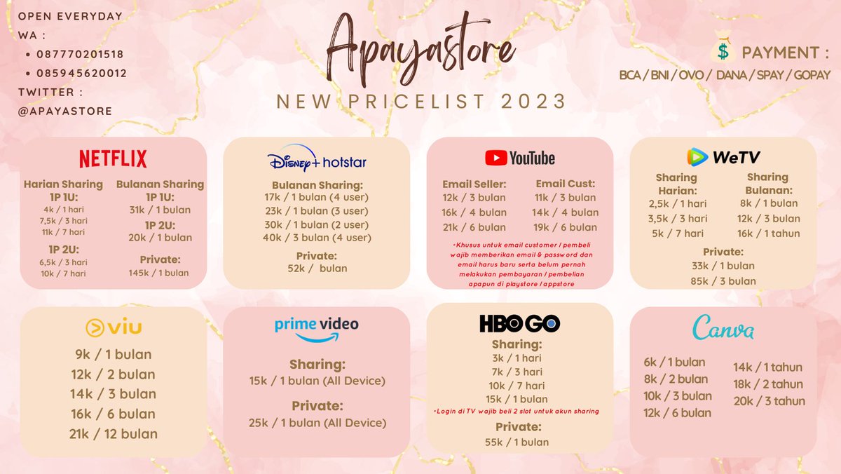 Order by WA: NETFLIX, CANVA, DISNEY, WETV dll tweet media