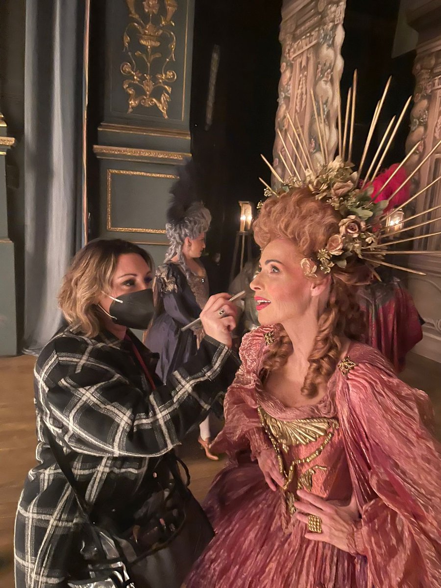RooMaurice's tweet image. Behind scenes image of me with Minnie Driver on the set of Chevalier #makeupdesigner #chevalier