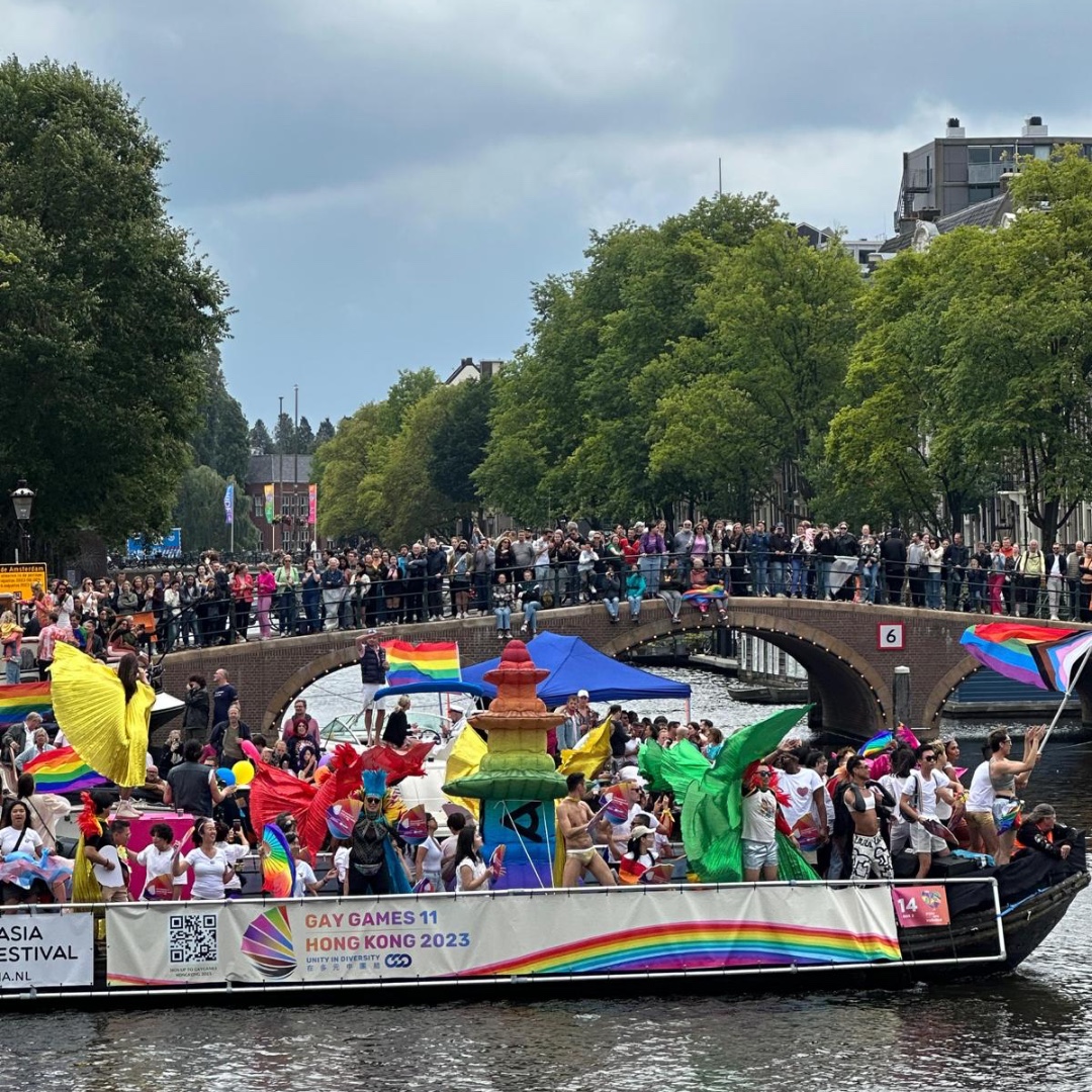 GayGamesHK2023's tweet photo. What an incredible weekend at #CanalPrideAmsterdam! π We're still buzzing with all the love, joy, and celebration of diversity. We are proud to be part of this historic event, and we're grateful for the opportunity to meet so many amazing people from around the world π https://t.co/p9aoUYcgru