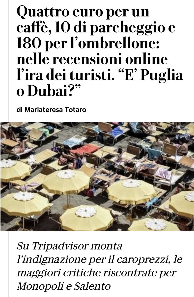 Ricordiamo ai signori turisti che esistono le spiagge libere in Puglia