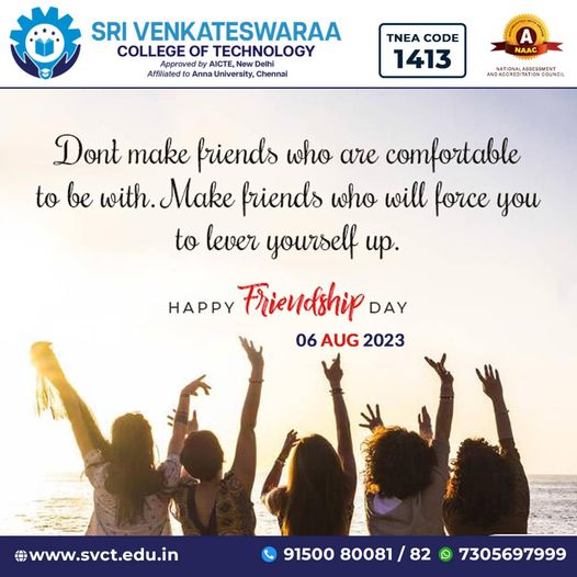 MediaSvct's tweet photo. #svct #BestEngineeringCollege #engineering #chennaicollege #bestcollege #TopEngineeringColleges #admissionsopen #admissions2023_24 #cocurricularactivities #bestacademics #bestplacements #studentexperience #studentlife #HappyFriendshipDay https://t.co/p7SAtWxtPu