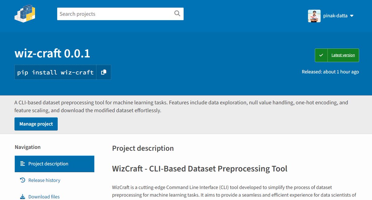Wizcraft is now available for public use! 🎉 Simplify data prep for ML tasks with insightful data description, handling null values, one-hot encoding, feature scaling, and more! Check out the GitHub repo and find it on PyPI! #MachineLearning #python #buildinpublic #automation