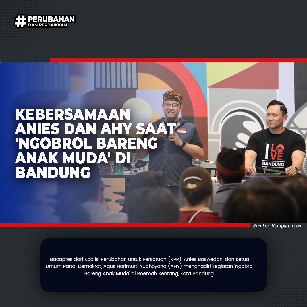 Kebersamaan Anies dan AHY saat ngobrol bareng anak muda di Bandung
