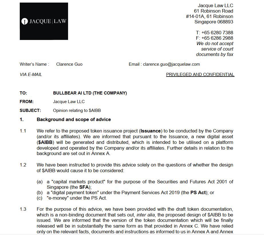 Another update coming out of <a href="/bullbear_ai/">BullBear AI | AIBB 97% Supply Burned🔥</a>  / $AIBB yesterday 👇

“BullBear AI Legal Opinion and Company Incorporation Documents Completed”

15th August they now have a top 5 #CEX listing coming up
