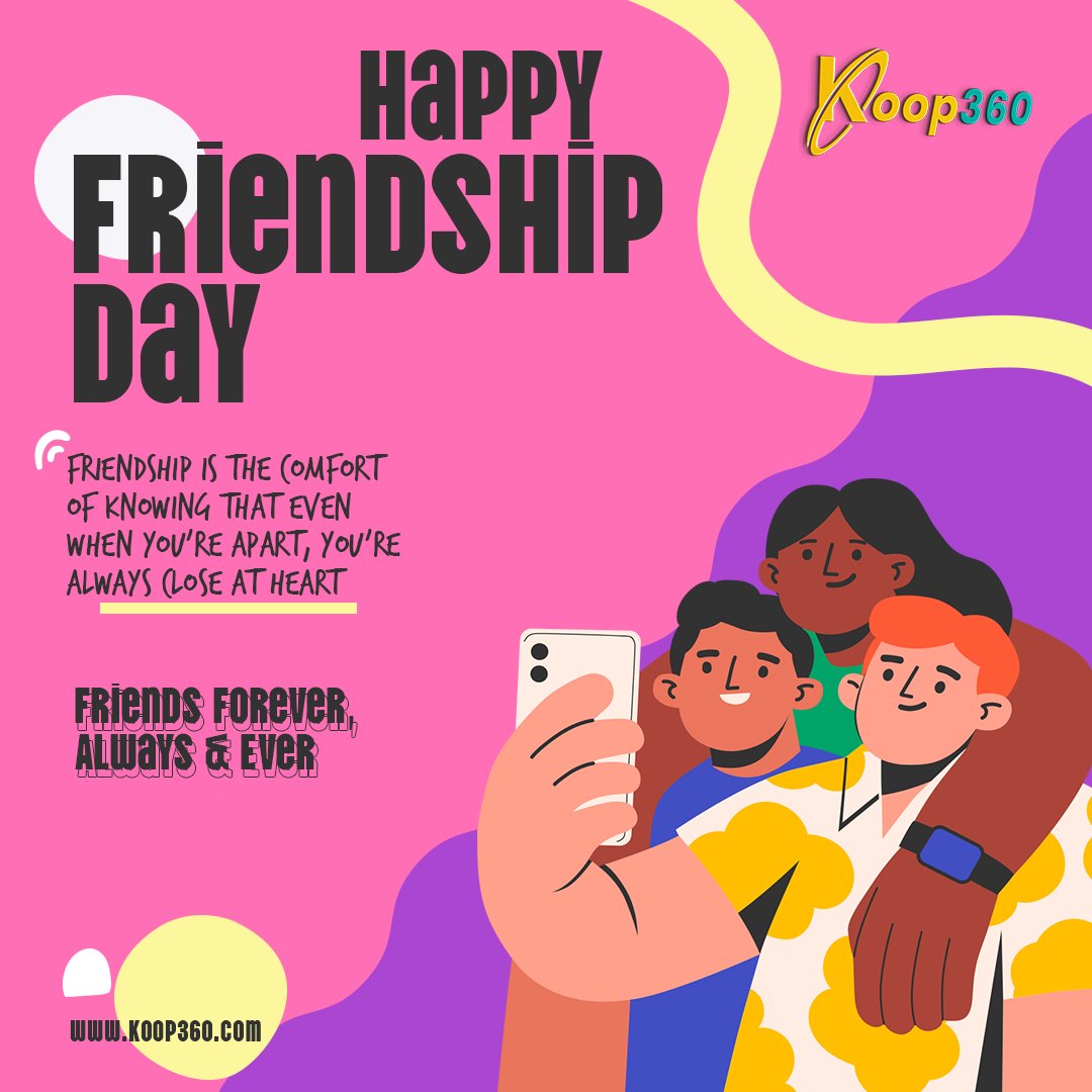 KOOP360's tweet photo. Friendship is the comfort of knowing that even when you're apart, you're always close at heart.
Happy Friendship Day!!

#happyfriendshipday #friendship #friends #friendshipday #KOOP360 #Koopverse #Koopdeals #Koopwallet #koopers https://t.co/2NTYGP2PPk
