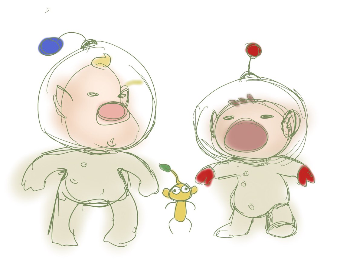 slimeCPU's tweet image. [#Pikmin , #Pikmin4] Shipwrecked Hocotatians teach an alien race the ancient art known by the giant ones as a “neurodivergent greeting”