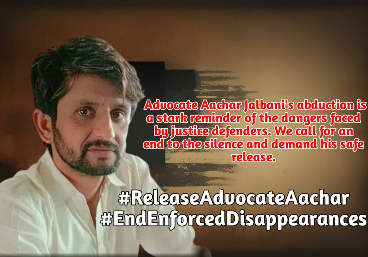 latifbughio's tweet photo. Advocate Aachar Jalbani, a passionate defender of justice, has been forcibly disappeared on August 2, 2023, in Hyderabad, Sindh. His life is in danger, and we implore @un @amnesty @hrw to join us in seeking his safe return. #ReleaseAdvocateAachar #SafeReturnNeeded https://t.co/i4CkdOfpx8