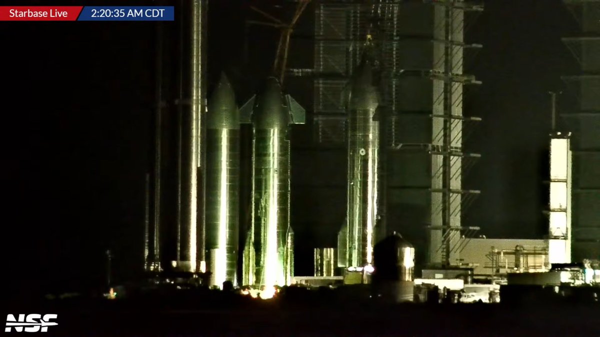 StephanieAus67's tweet photo. S25 made its way from Pad B at the Launch Site to the Rocket Garden back at the production site.
As was the case for S24, it will likely be getting final pre-flight finishing touches.
@NASASpaceflight 
Live from #Stabase TX.

https://t.co/lyV1xnsF1j https://t.co/REV8Bfuput