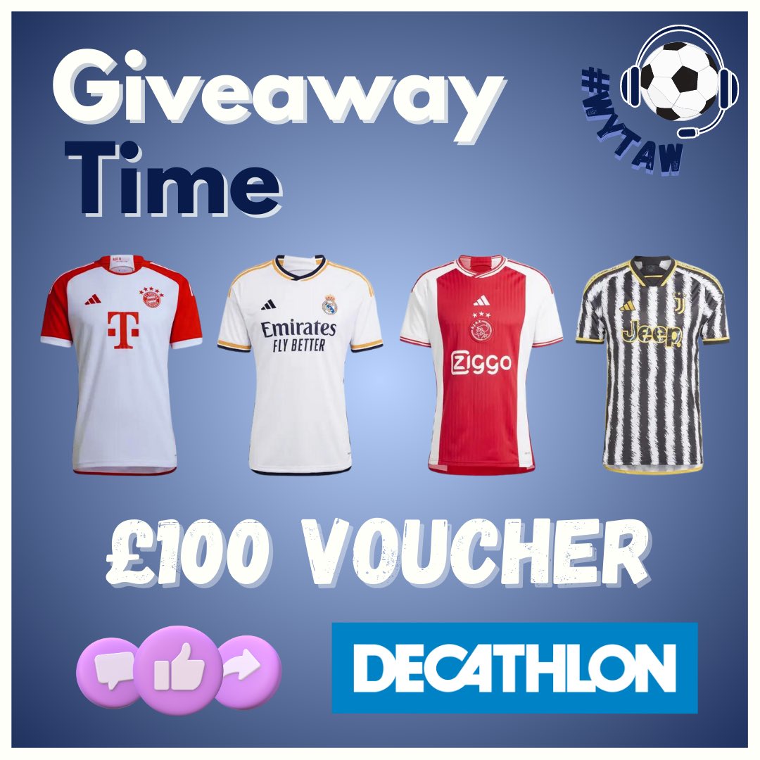 Like, Follow, Retweet, Comment. 

£100 Decathlon voucher up for grabs. All you have to do is like this post, follow our page, retweet and tag 3 people in the comments. 

Appreciate your support!

#WYTAW #giveaway #win #share #football #gym #decathlon #goodluck
