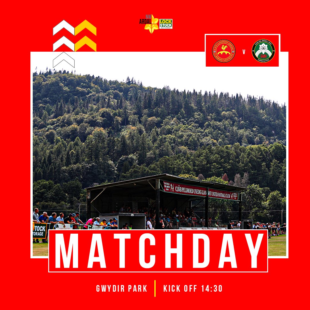 Diwrnod y gêm | Matchday ⚽️

 🆚 <a href="/rhylfc/">CPD Y Rhyl 1879 official</a> 
🏟 Gwydir Park
⏱ 14:30
🏆 Ardal Northwest
💵 Adults £4 /OAP’s £3/U16’s Free | Cash only