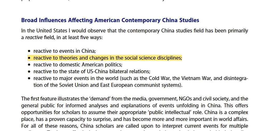 Interesting article taking stock of contemporary China watching.

🔗doi.org/10.1080/106705…

One thought: the second point's true only in very broad terms. The 'fragemented authoritarianism' model is still popular while largely out of date with the bureaucratic poli literature.
